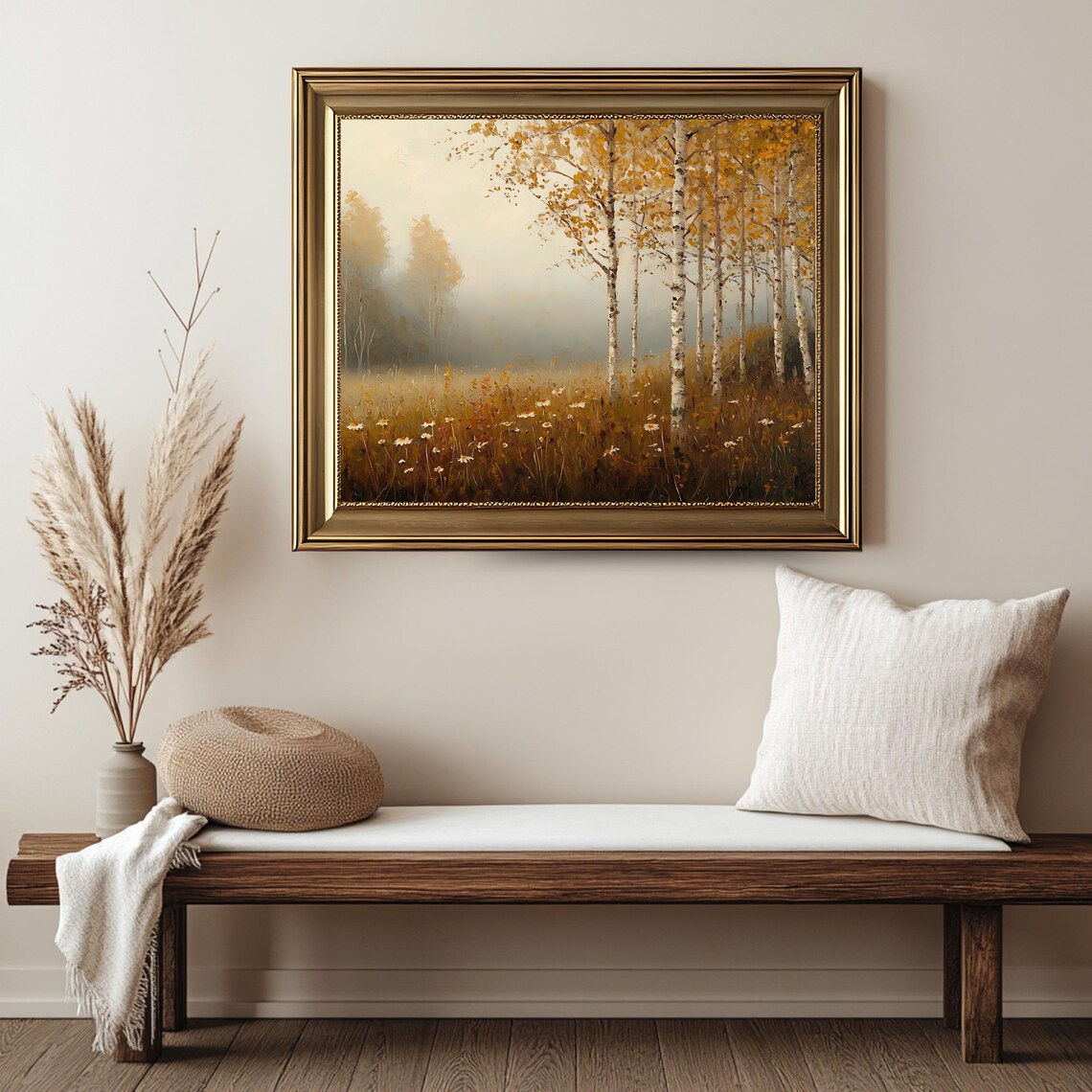 Rustic Birch Forest, Vintage Autumn Landscape - Image 2