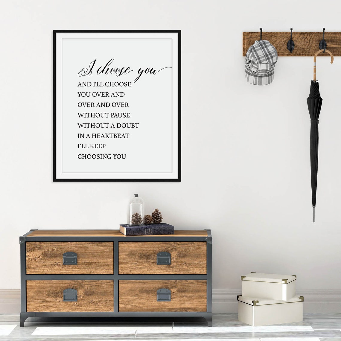 I Choose You Romantic Love Quote Poster Wedding Vow Art for Her - Image 2