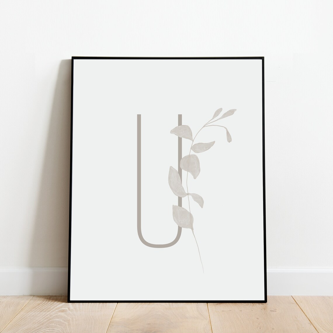 Letter U, Boho Botanical Minimalist Alphabet Art - Image 3