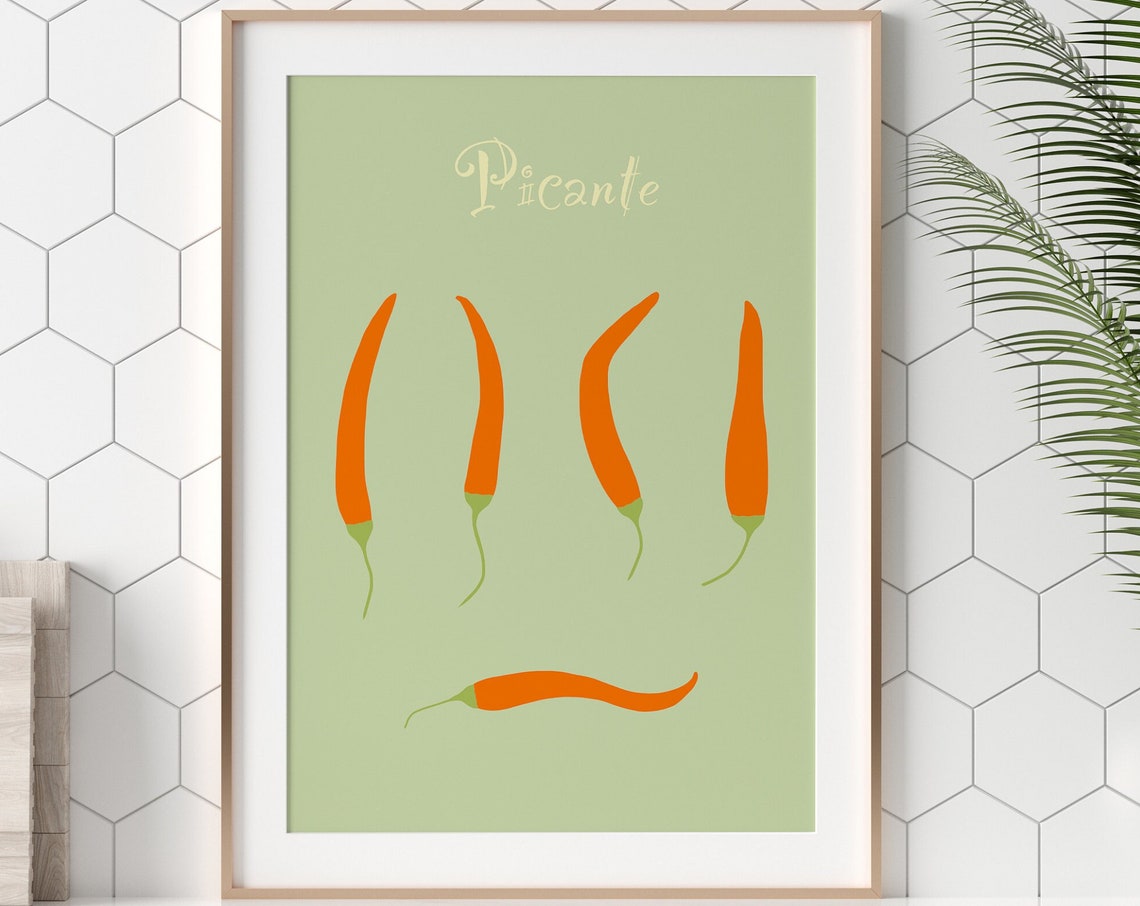 Chillies Illustration Chilli Kitchen Print Gicle Fine Art