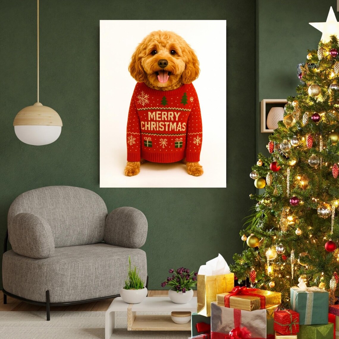 Cavapoo Merry Christmas Poster, Mom Gift