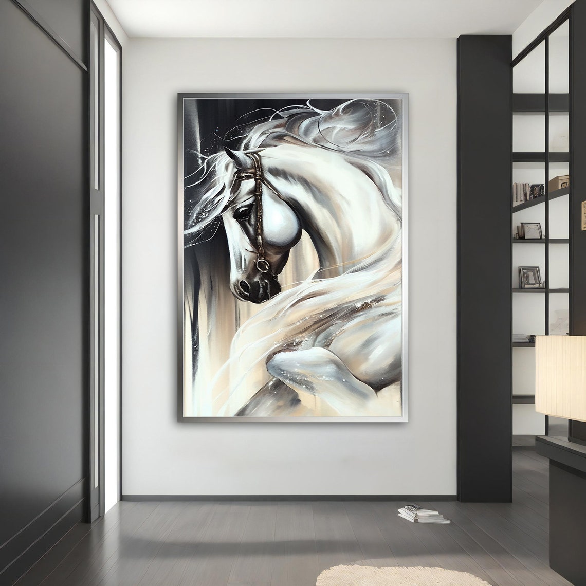 White Horse Painting White Horse Poster White Horse Wall Art White Horse Art Horse Lover Gift Animal - Image 4