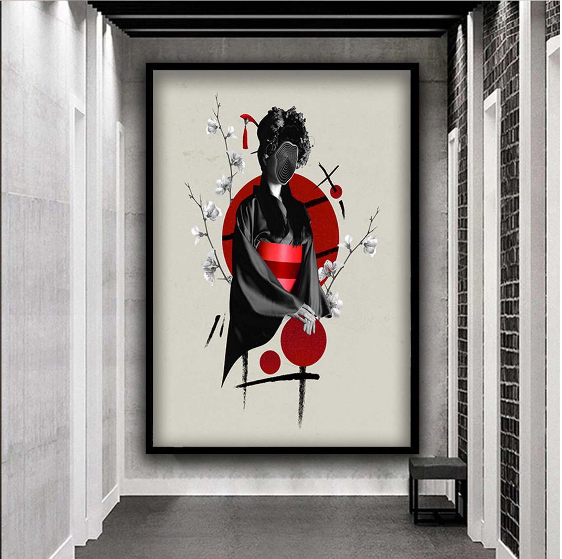 Japanese Woman Print Geisha Wall Art Faceless Japan Woman Wall Decor Japanese Style Painting Ethnic Woman Art Woman Art - Image 5