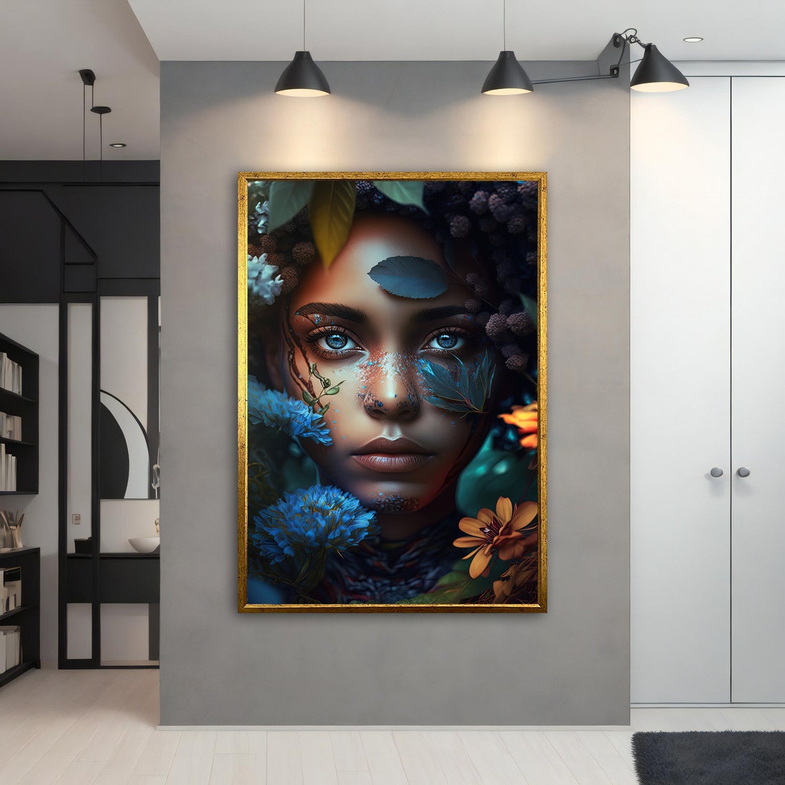 Blue Eyed Woman Blue Flower Garden Botanical Portrait Wall Art Print - Image 4