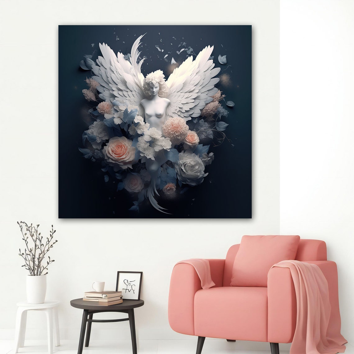 Modern White Angel Painting Modern Angel Beautiful Angel Art Spiritual Wall Art Angel Girl Ccanvas Painting - Image 2