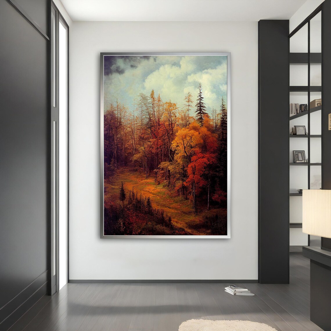 Autumn Forest Golden Foliage Red Orange Trees Landscape Wall Art - Image 3