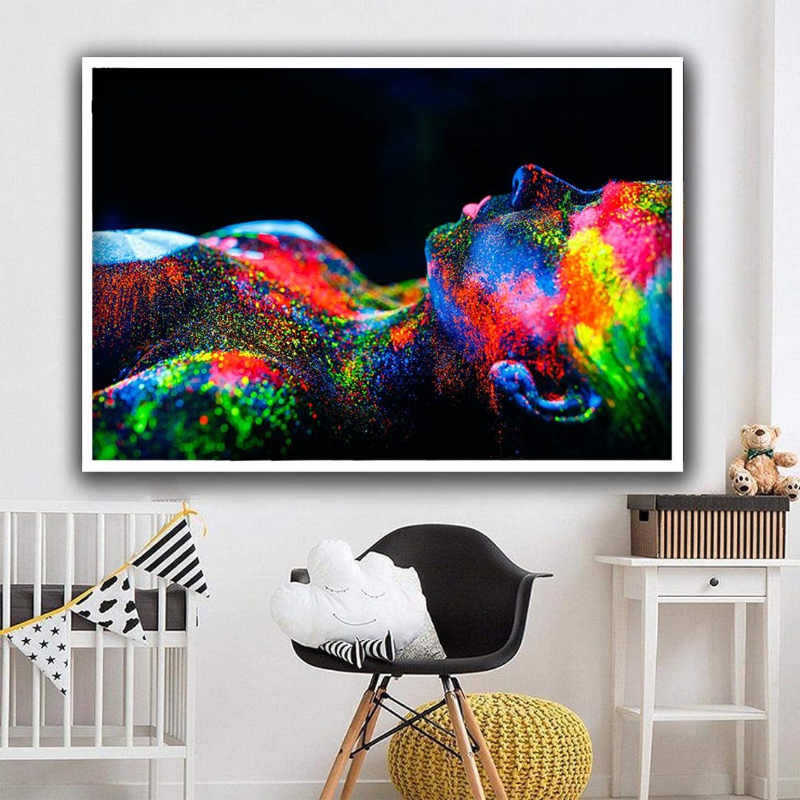 Colorful Woman Body Art Portrait Woman Print Woman Poster Colorful Woman Art Print Gift For Christmas Modern Art - Image 4