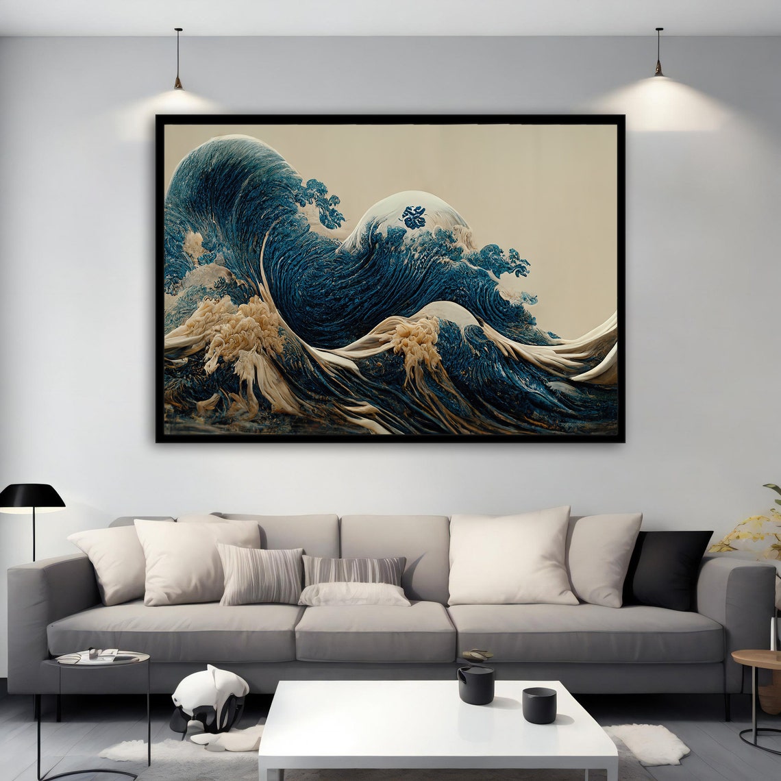 Great Wave Inspired Modern Japanese Ocean Wave Painting Art Poster - Image 2