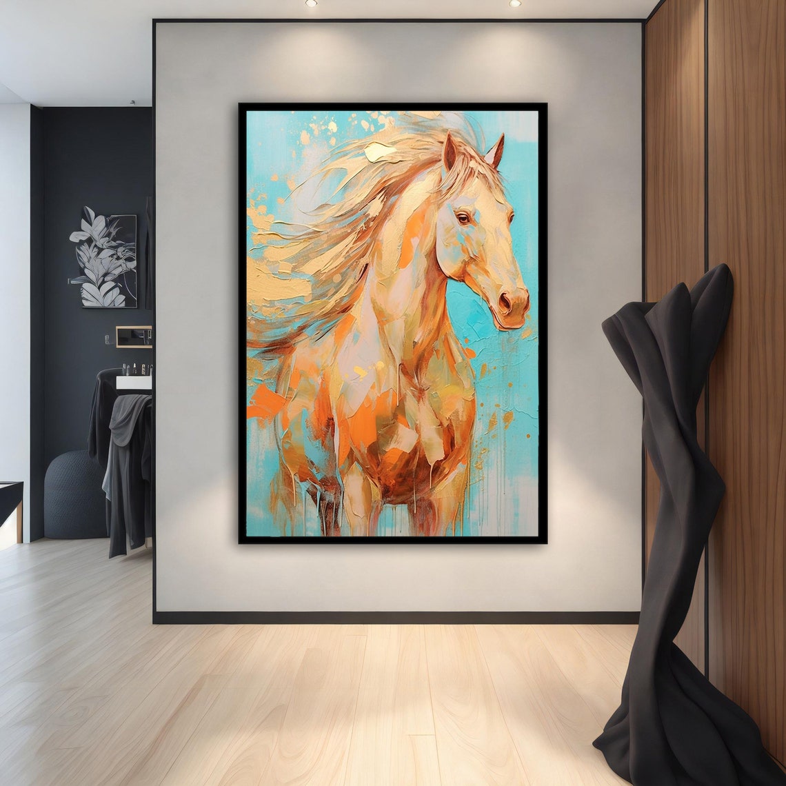 Yellow Horse Painting Yellow Horse Poster Yellow Horse Wall Art Yellow Horse Art Home Decor Animal Wall Decor - Image 2