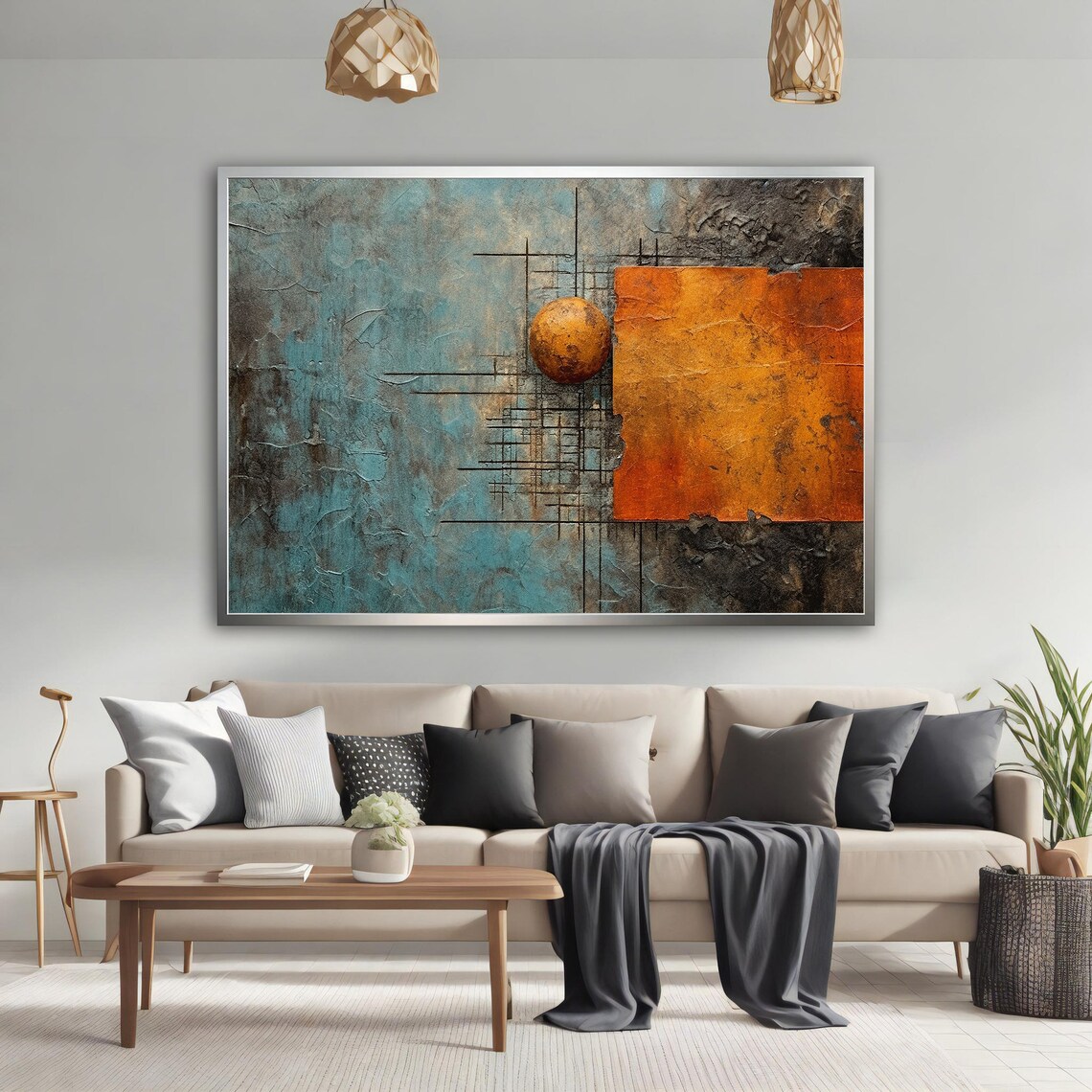 Orange And Blue Abstract Print Abstract Art Orange And Blue Abstract Wall Art Modern Abstract Blue Wall Decor - Image 5