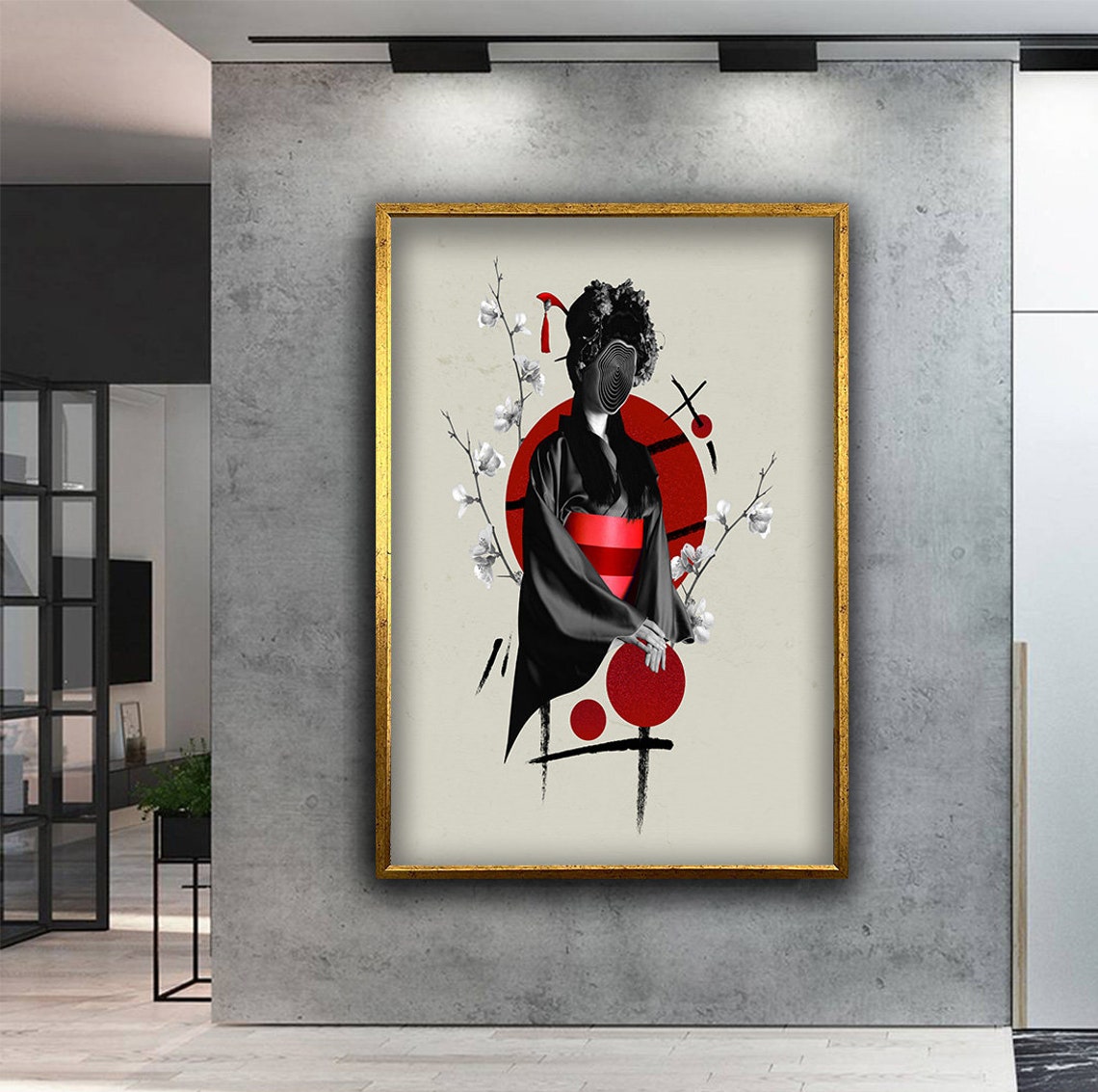 Japanese Woman Print Geisha Wall Art Faceless Japan Woman Wall Decor Japanese Style Painting Ethnic Woman Art Woman Art - Image 2
