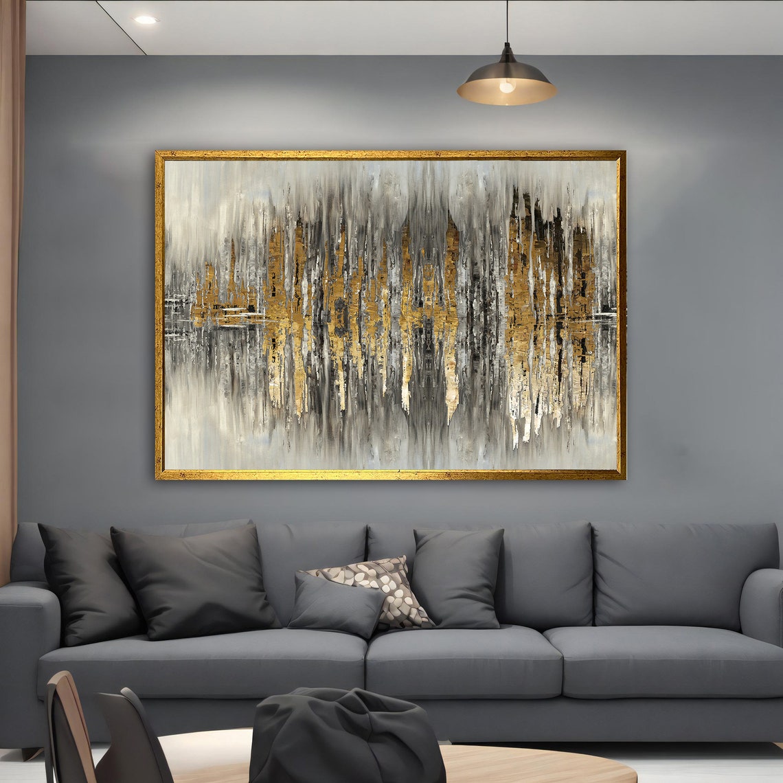 Luxury Gold and Black Abstract Drip Painting Modern Wall Art - Image 5