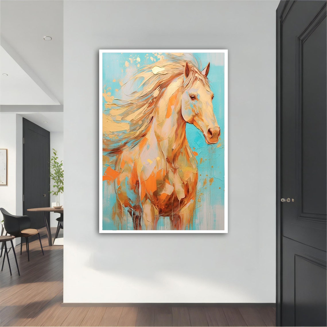Yellow Horse Painting Yellow Horse Poster Yellow Horse Wall Art Yellow Horse Art Home Decor Animal Wall Decor