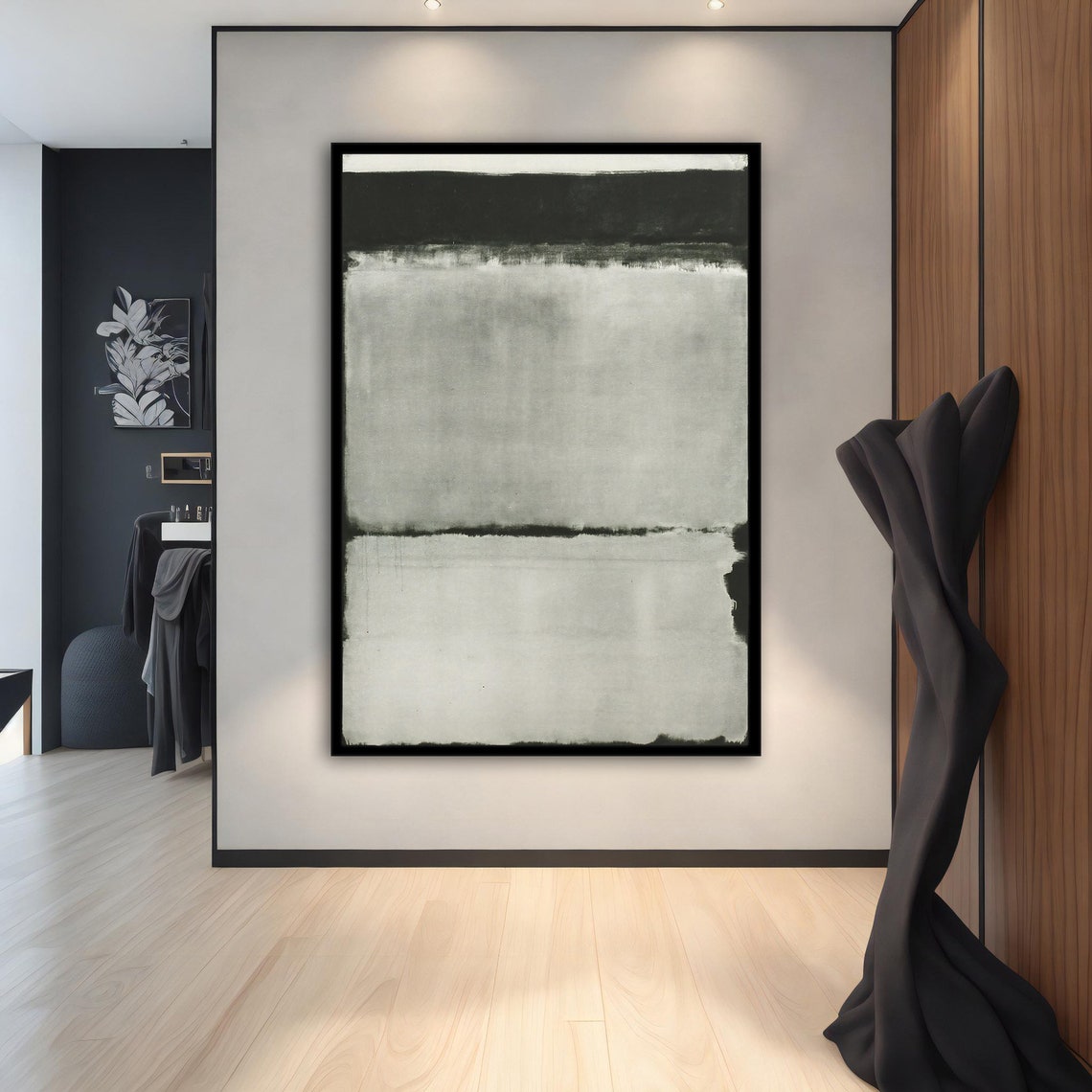 White Abstract Color Field Rothko Style Minimalist Wall Art Poster - Image 4