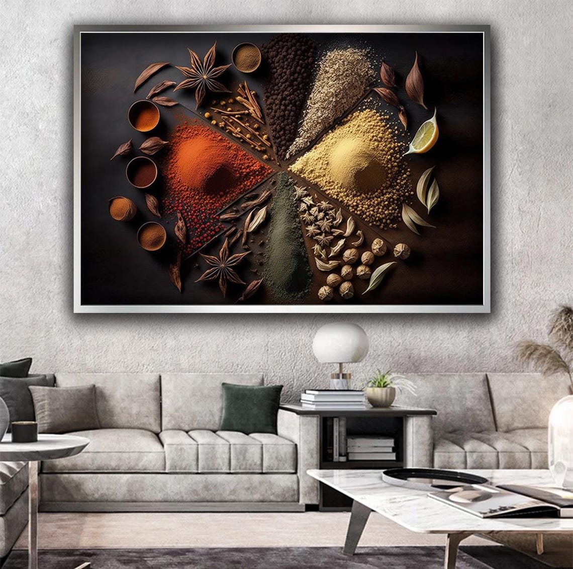Exotic Spices Flat Lay Star Anise Paprika Kitchen Wall Art Print - Image 2
