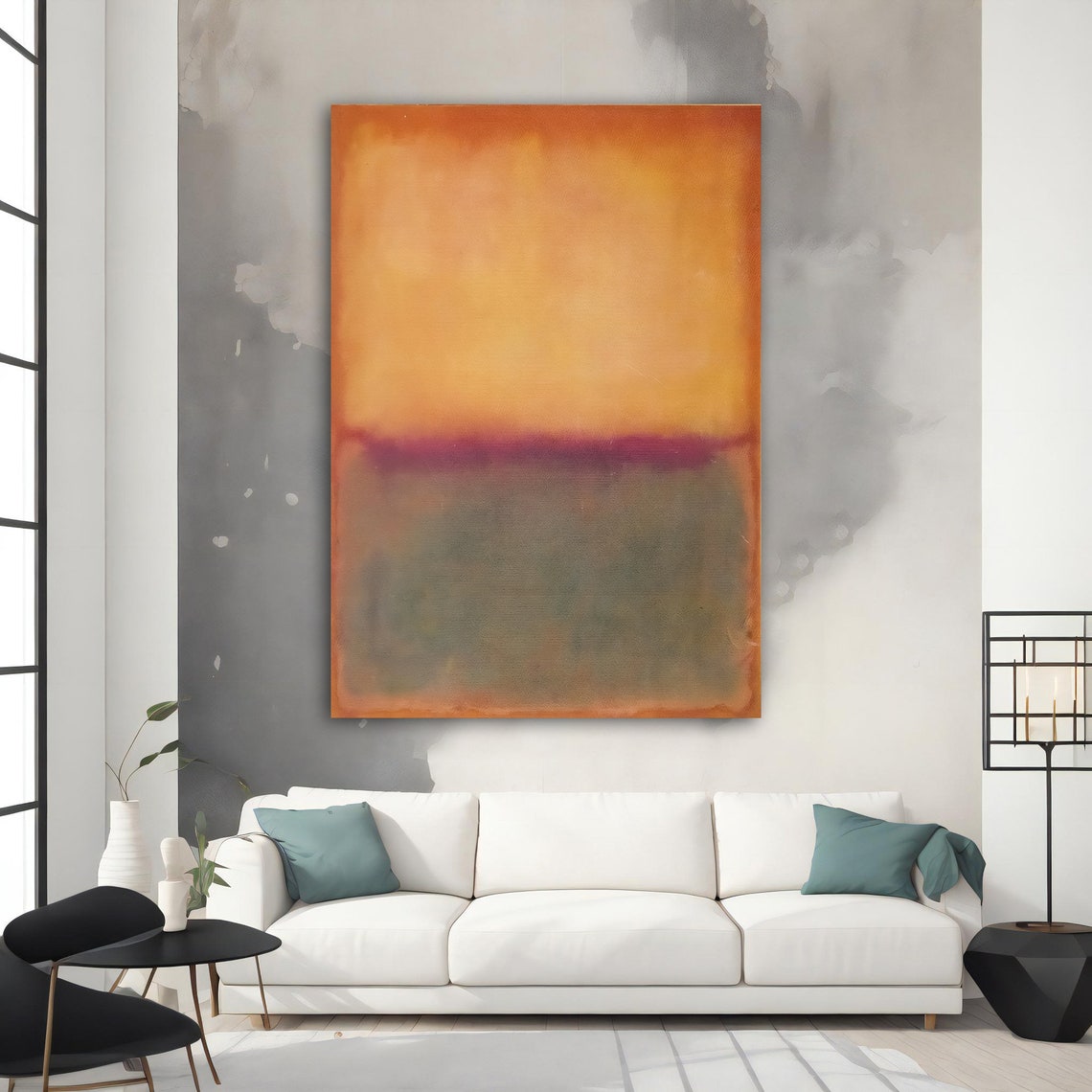 Rothko Style Soft Orange Magenta Grey Muted Color Field Poster - Image 3