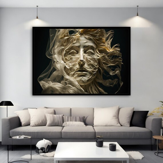 Surreal Smoke Veil Woman Face Ethereal Goddess Dark Art Poster