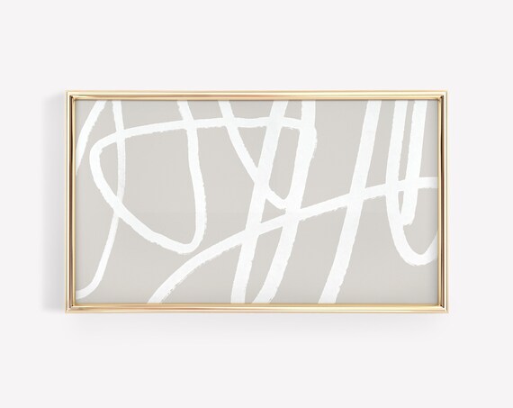 Neutral Grey Line Art Modern Abstract Art Print