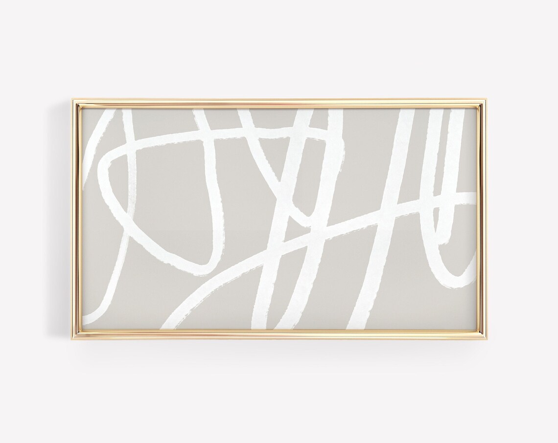 Neutral Grey Line Art Modern Abstract Art Print