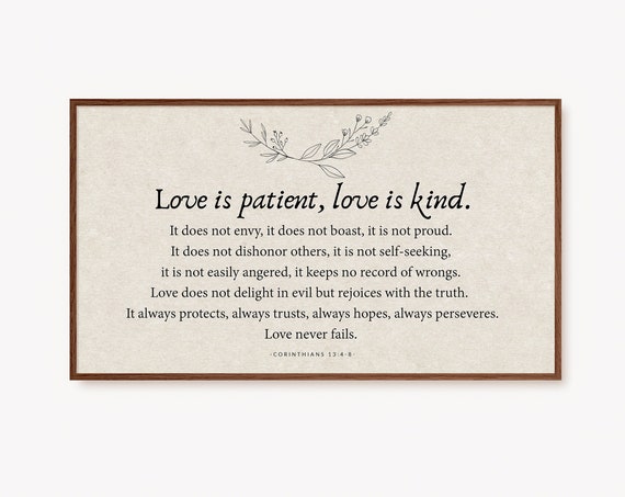 Corinthians 13:4-8 Scripture Art, Neutral Christian Art Print