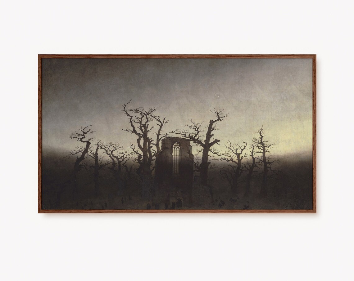 Dark Academia Halloween Gothic Cemetery Art Print