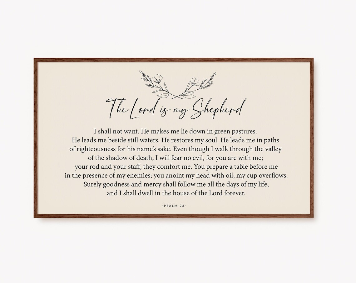 Psalm 23 Scripture Art, Christian Wall Art Print