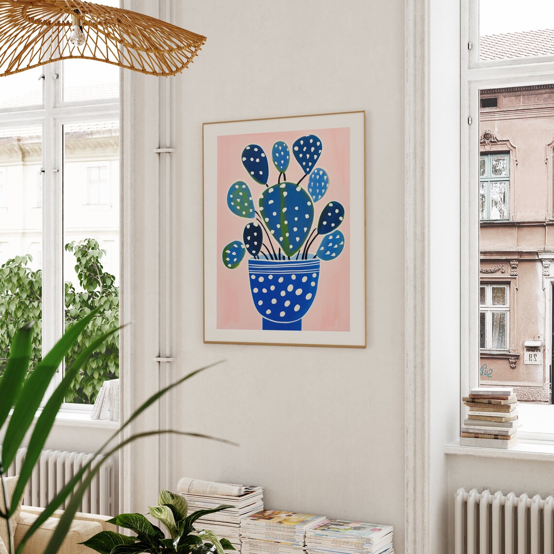Blue Cactus Print, Botanical Modern Eclectic Poster - Image 4