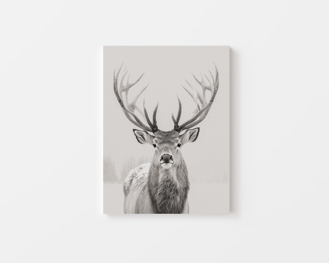 Winter Deer In The Snow Minimalist Christmas Poster - Image 4