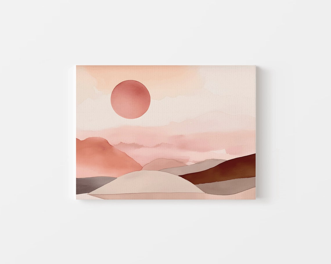 Abstract Sunset Art Print Watercolor Warm Color Palette Burnt Orange Abstract Landscape Boho Home Dcor Sunset Print - Image 4