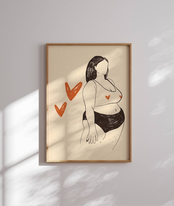 Self Love Curvy Woman Print Boho Feminine Body Positive Figure Decor