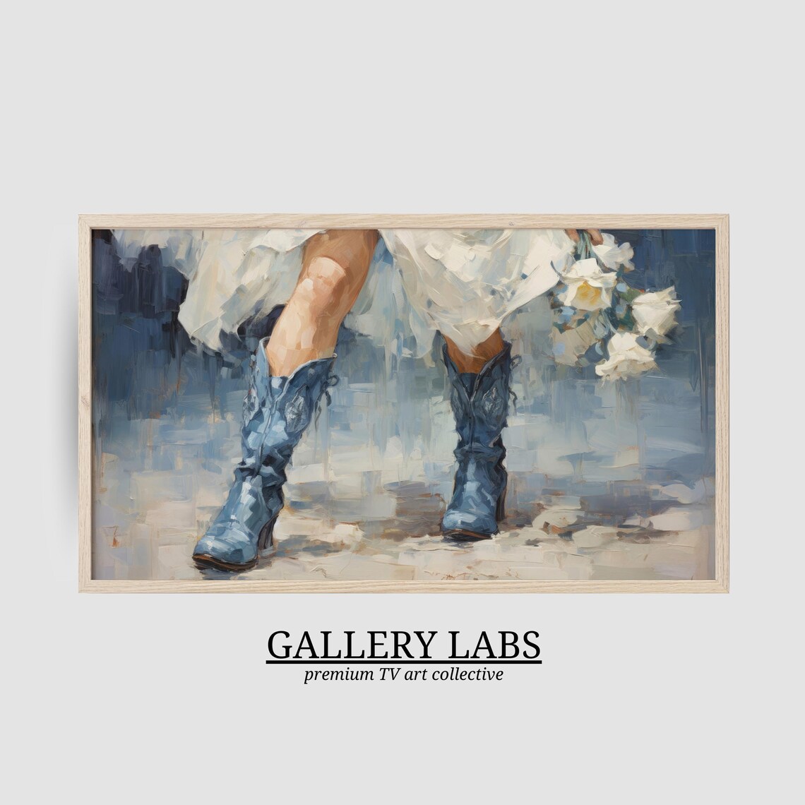 Girly Western Frame Tv Art Cowgirl Decor Retro Apartment Painting Dorm Room Decor Western Boots Tv Art Tv Art - Image 2