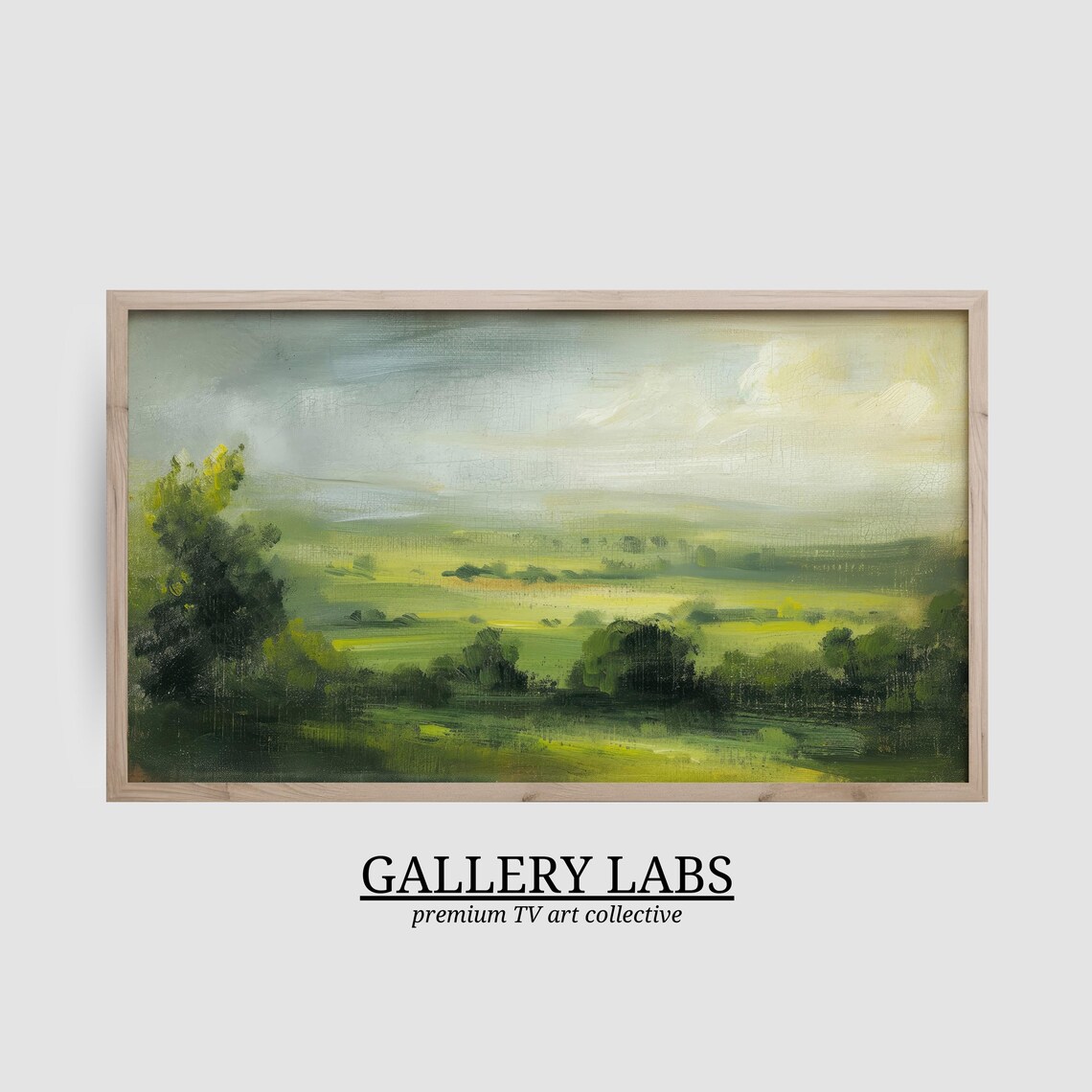 Vintage Abstract Countryside Landscape Green Meadow Oil Painting Poster - Image 2