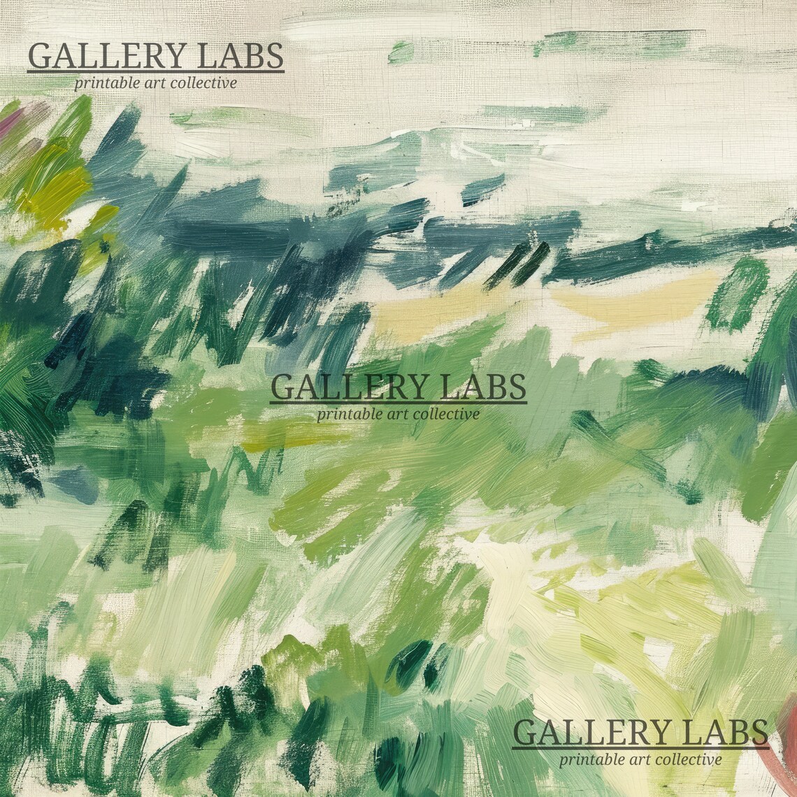 Abstract Green Landscape Painting Expressive Brushstrokes Art Print - Image 4