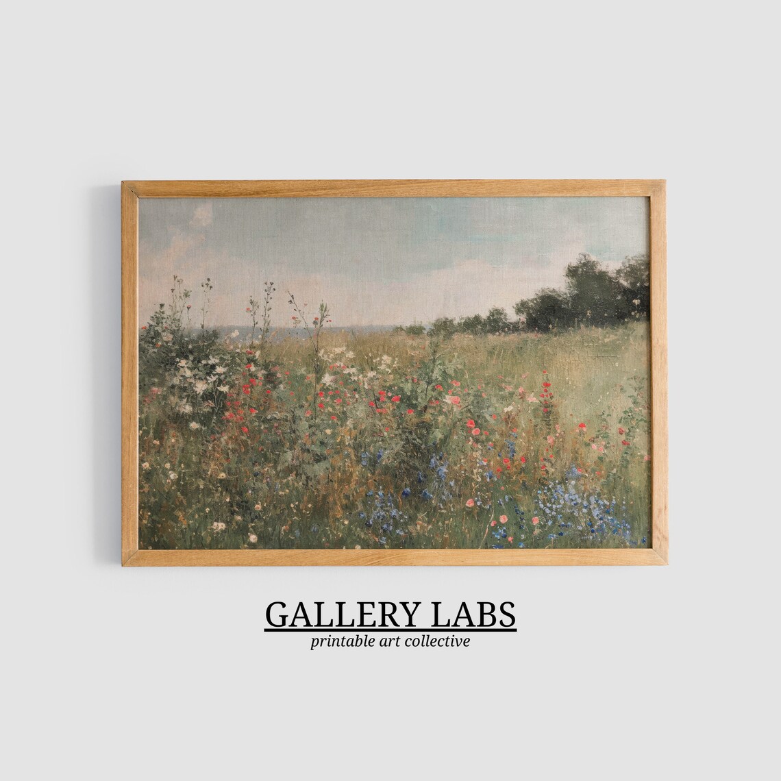 Spring Wildflower Meadow Red White Blue Blooms Vintage Art Print - Image 3