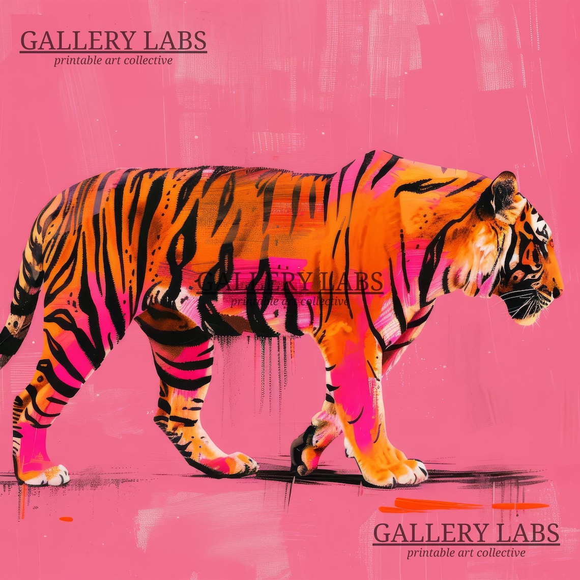 Pink Tiger Print, Maximalist Dorm Room Art Print - Image 4