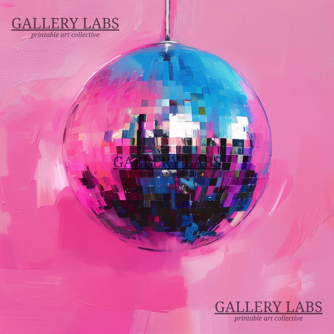 Disco Ball Hanging Pink Background Party Retro Maximalist Wall Poster - Image 4