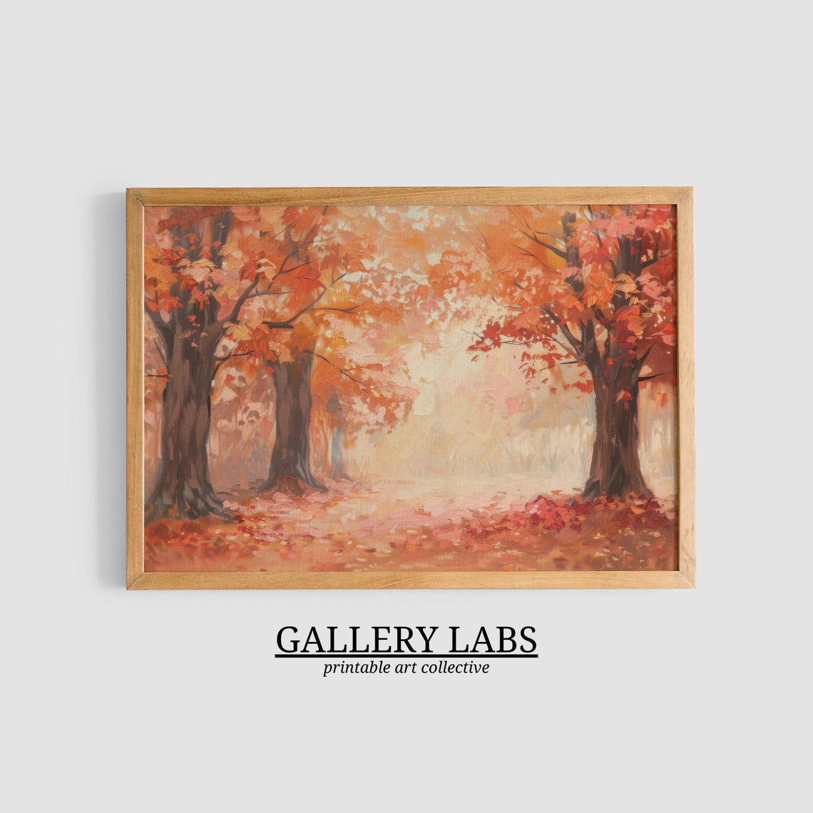 Autumn Forest Path Orange Maple Trees Fall Foliage Painting Poster - Image 3