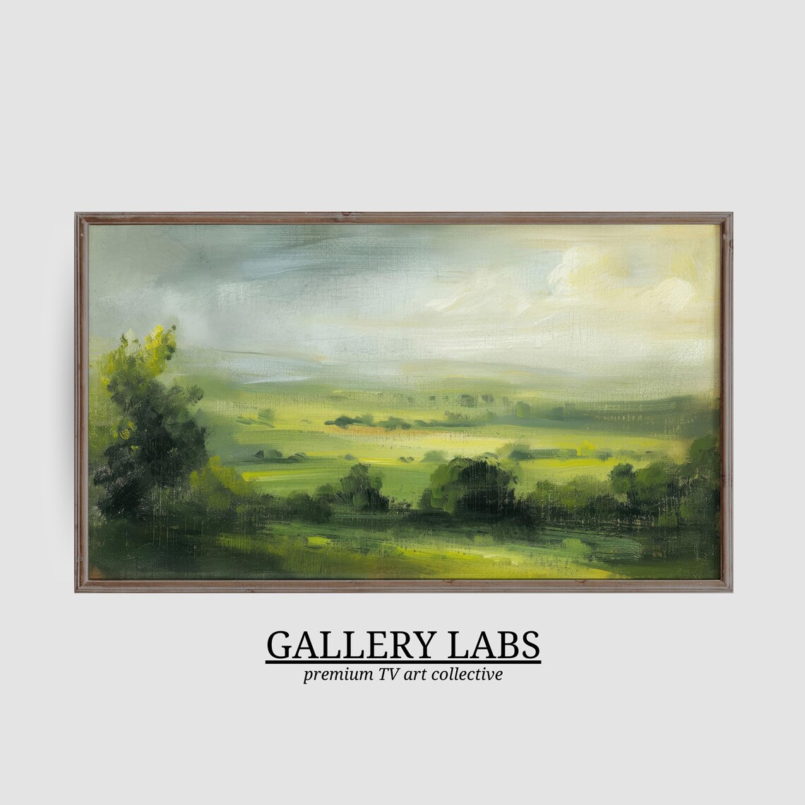 Vintage Abstract Countryside Landscape Green Meadow Oil Painting Poster - Image 3