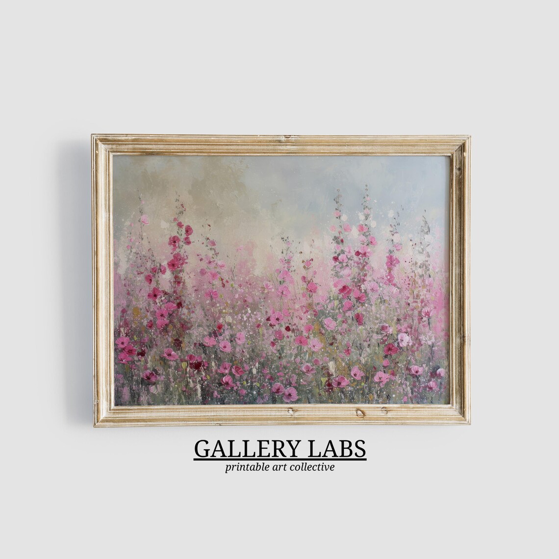Pink Wildflower Painting, Farmhouse Floral Art Print