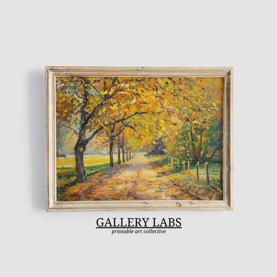 Soft Tone Autumn Trees Cloudy Sky Calm Fall Landscape Art Print