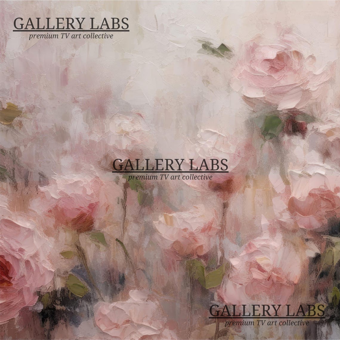 Soft Misty Pink Roses Impressionist Floral Framed TV Art Print - Image 4