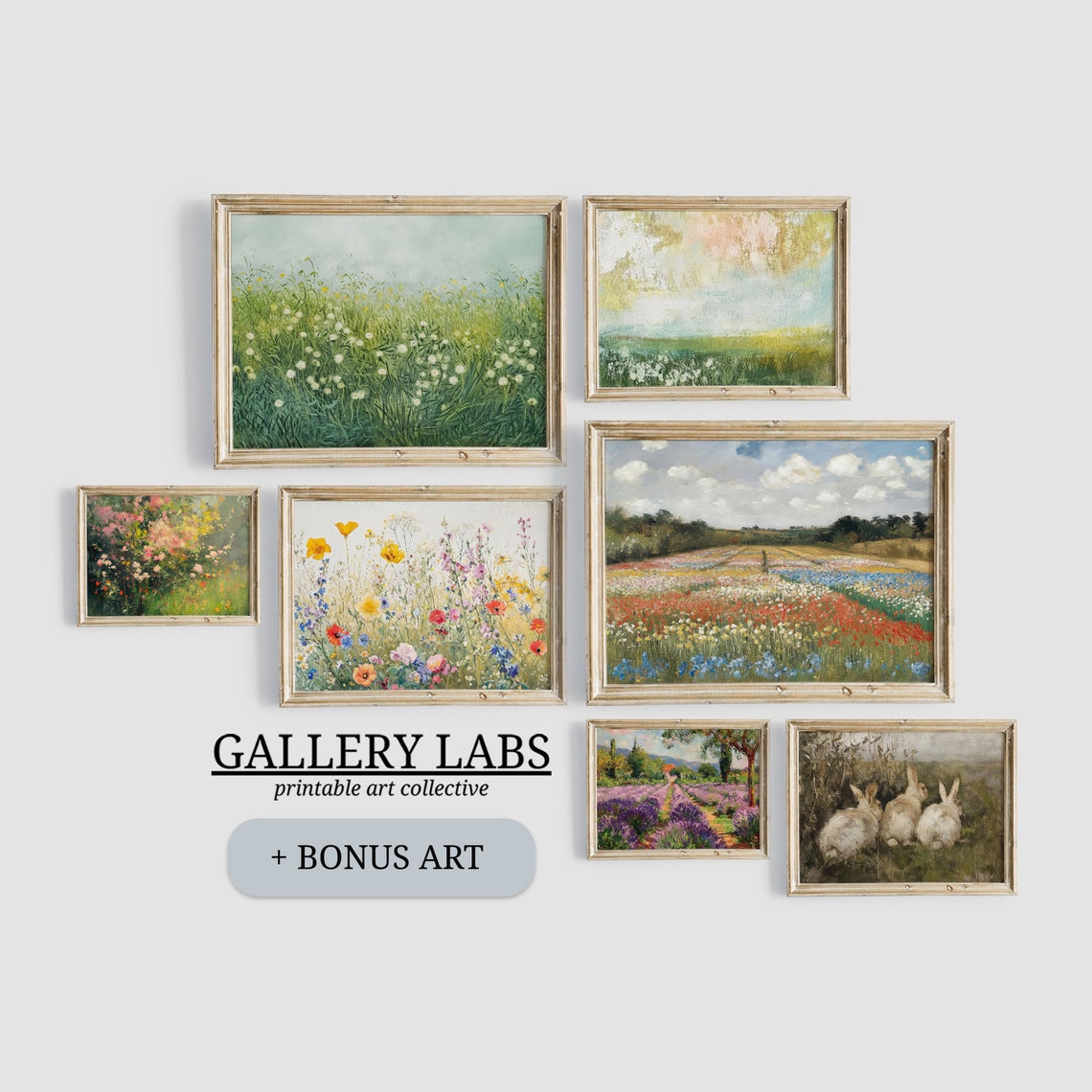 Sunny Meadow Wildflowers Dramatic Cloudy Sky Pastoral Landscape Poster - Image 4