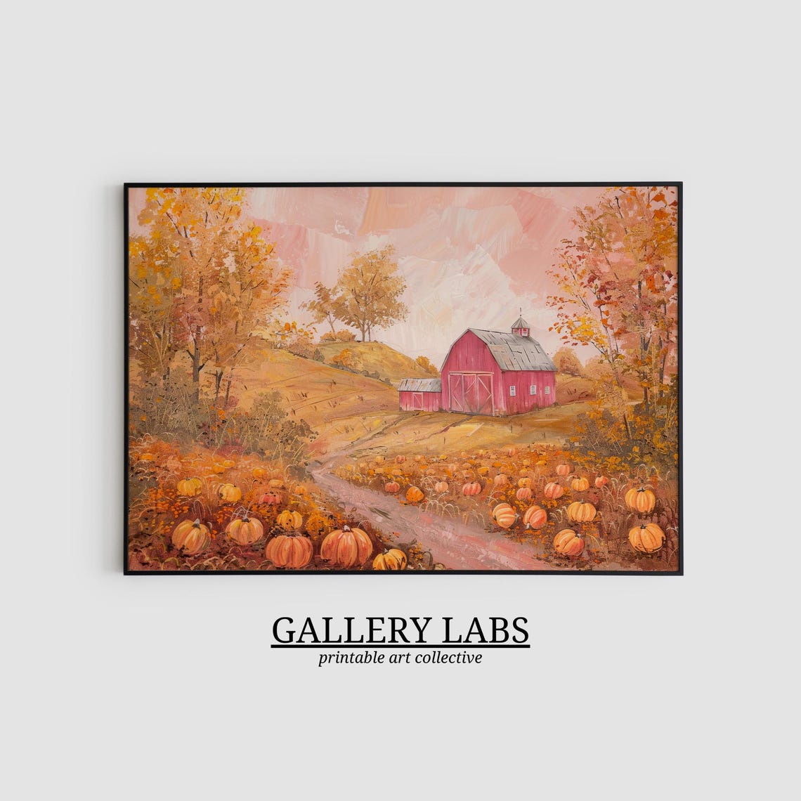 Pink Pumpkin Patch Fall Harvest Sweet Patch Autumn Art Print - Image 2