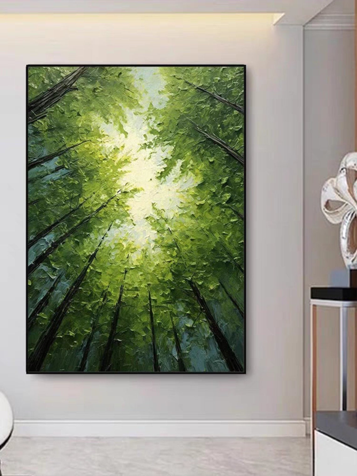 Sunlit Green Forest Canopy Looking Up Through Treetops Poster - Image 4