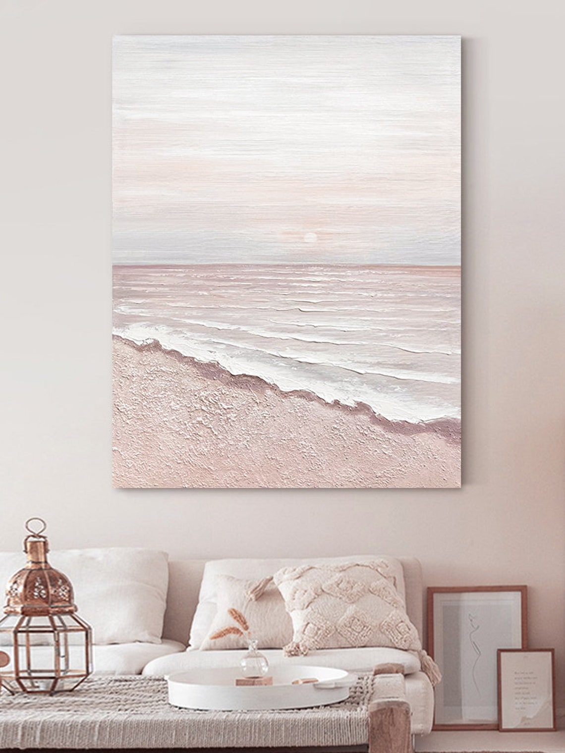 Blush Pink Beach Soft Waves Minimalist Coastal Seascape Poster - Image 4