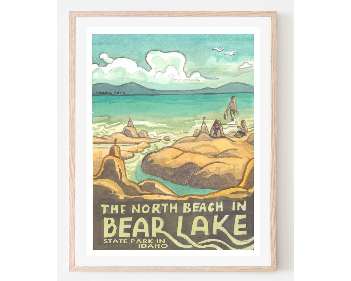 Bear Lake North Beach Vintage Travel Poster