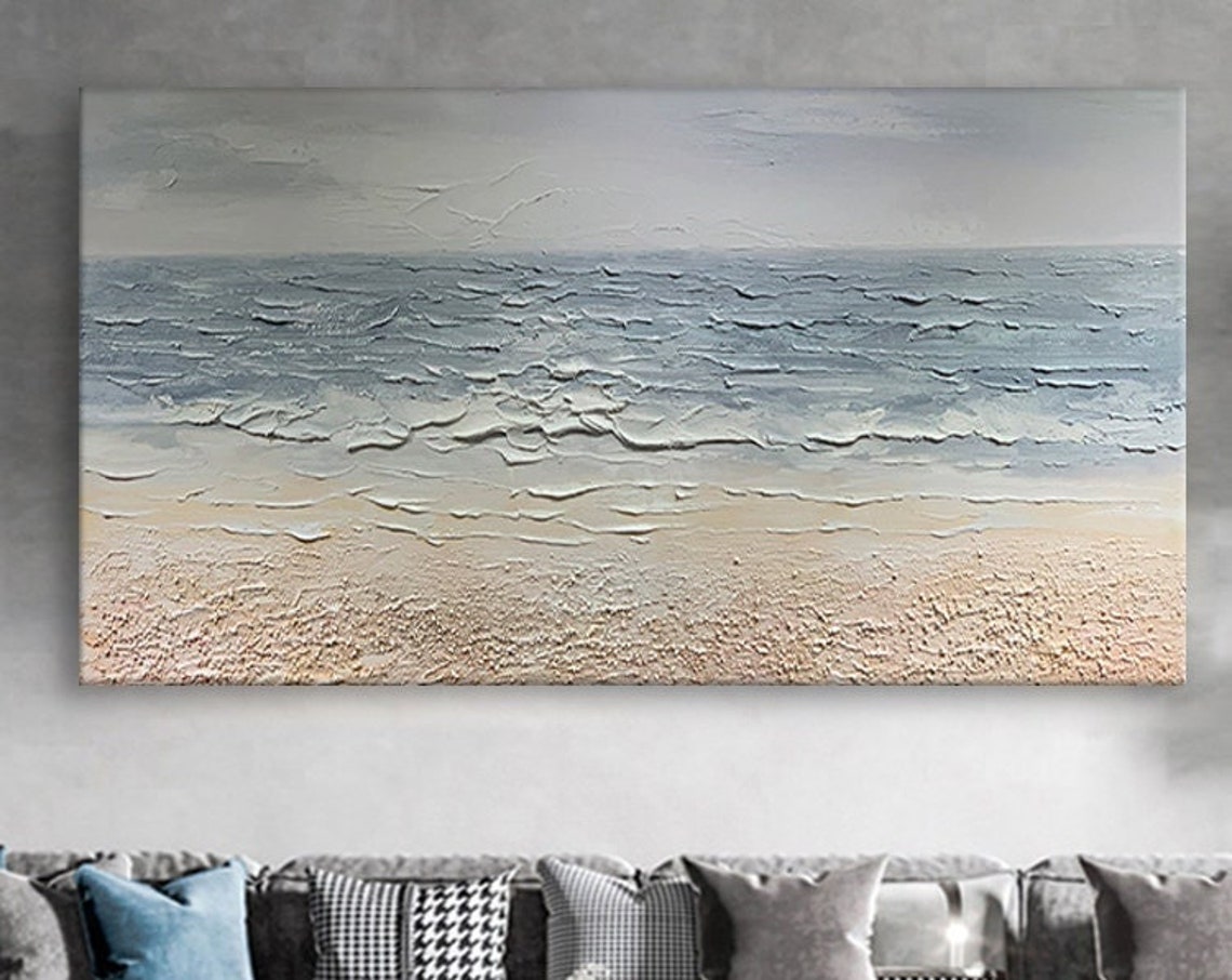 Misty Grey Blue Beach Sand Textured Minimalist Seaside Poster - Image 6