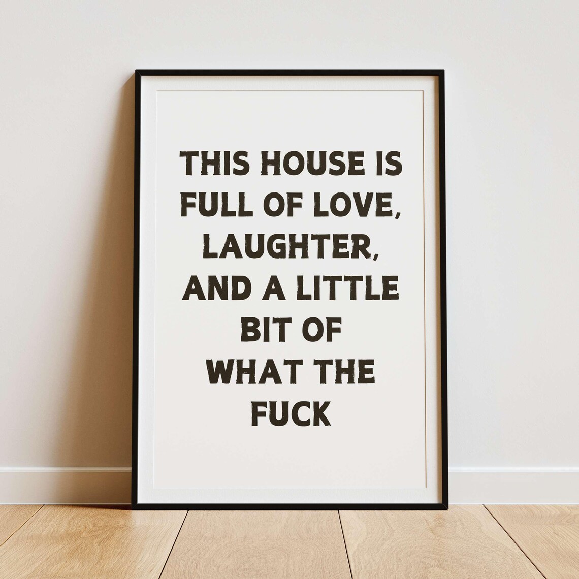 This House Is Full Of Love Laughter Pink Family Quote Poster - Image 2