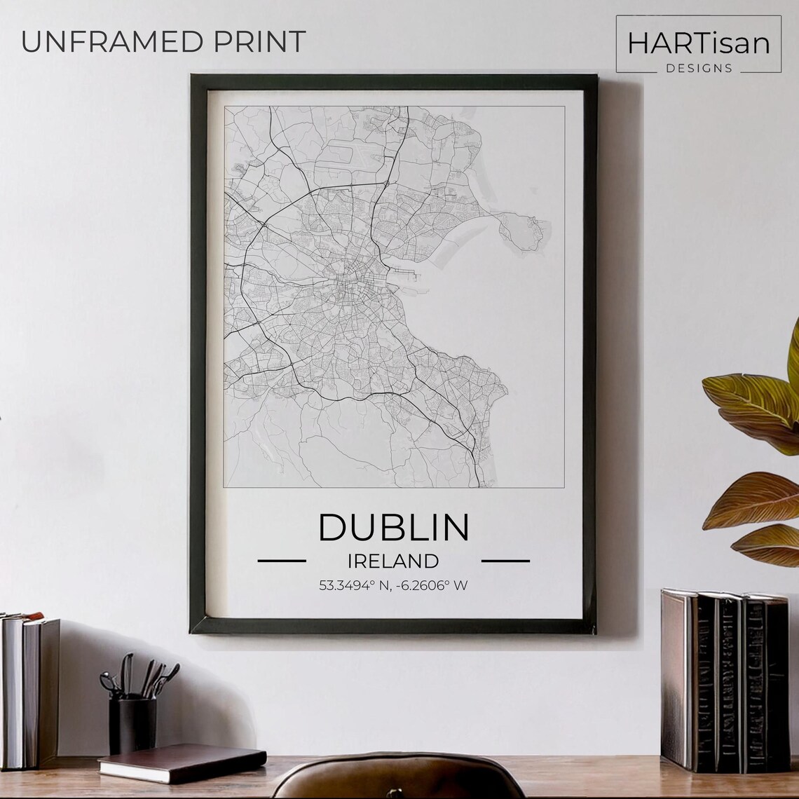 Dublin Ireland Square City Street Map Art Travel Gift Poster