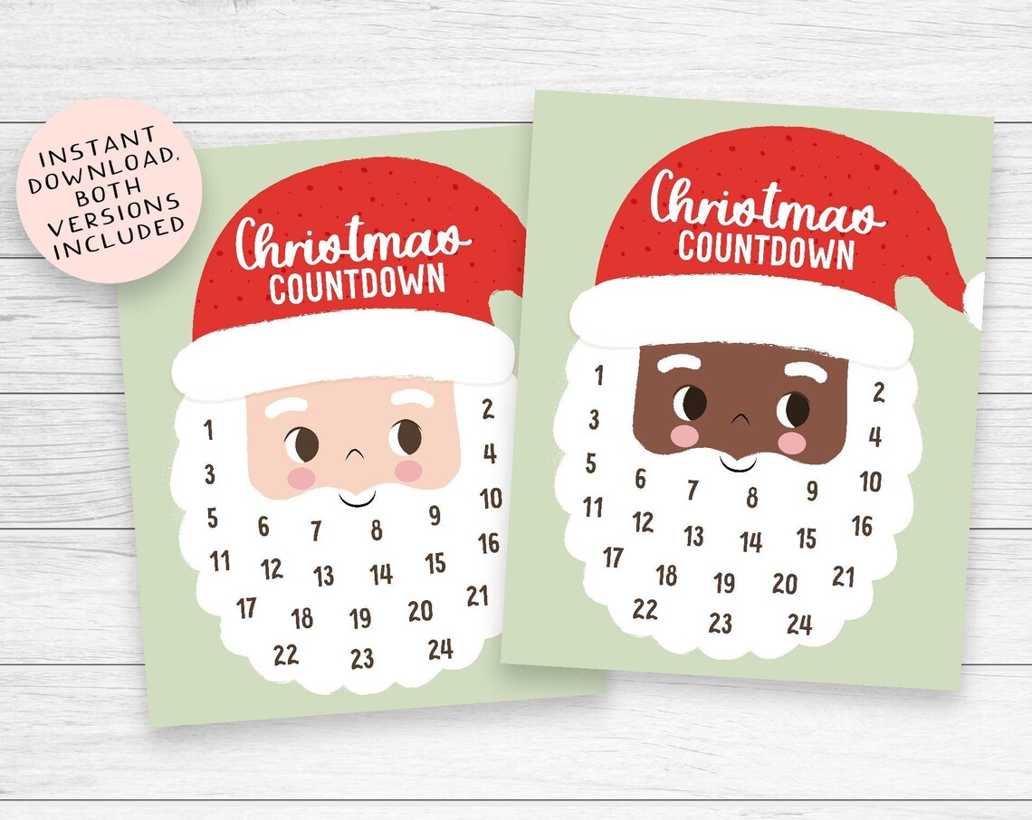 Countdown To Christmas Santa's Beard Advent Calendar Poster